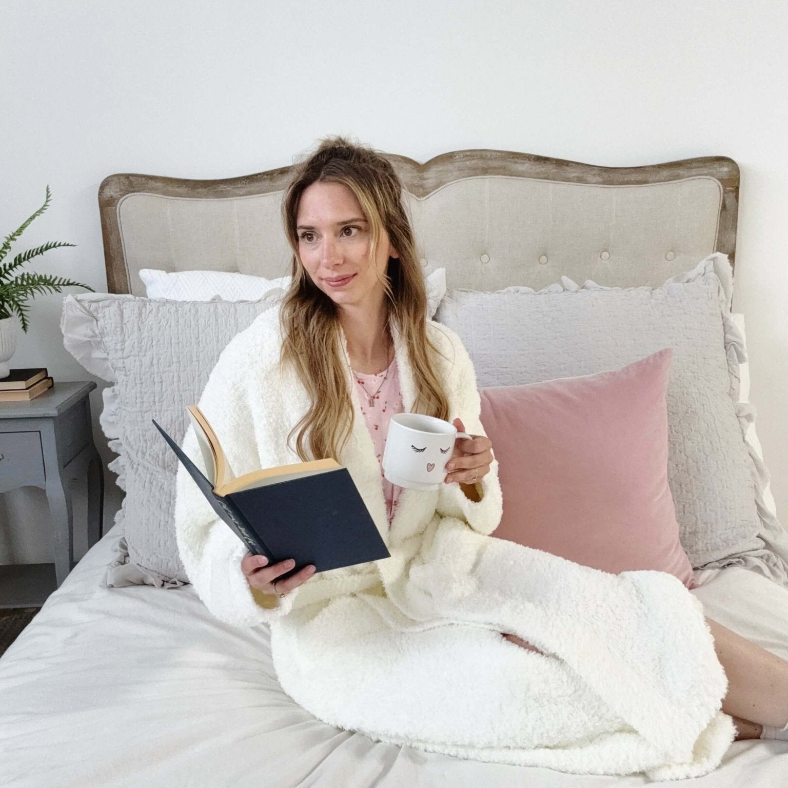 Ivory Chenille Cloud Spa Blanket Robe | Ultra Soft