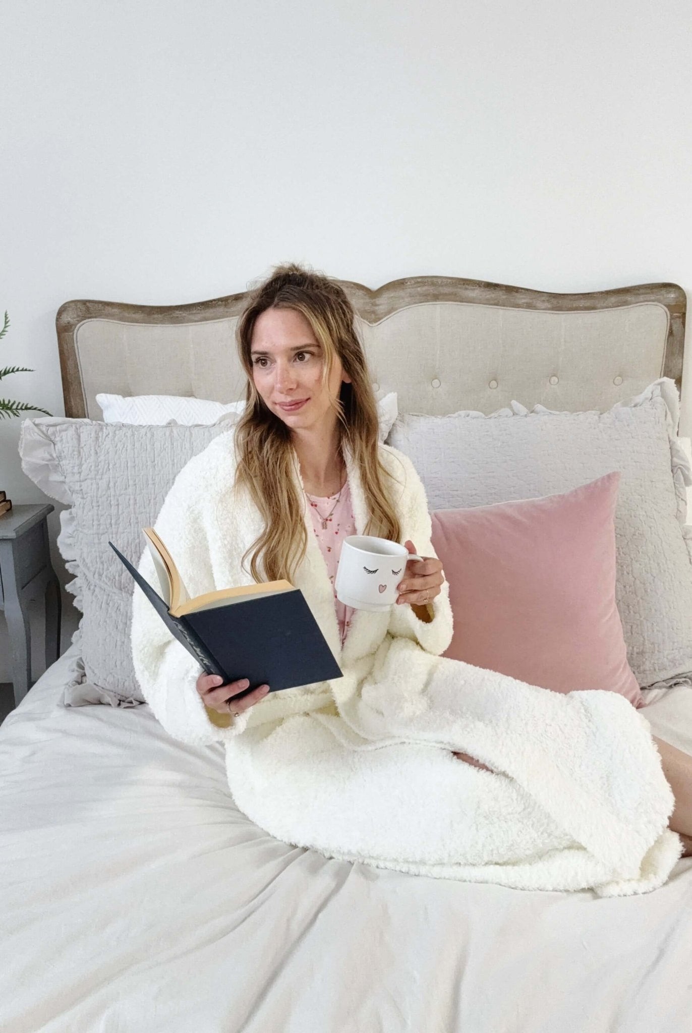 Ivory Chenille Cloud Spa Blanket Robe | Ultra Soft