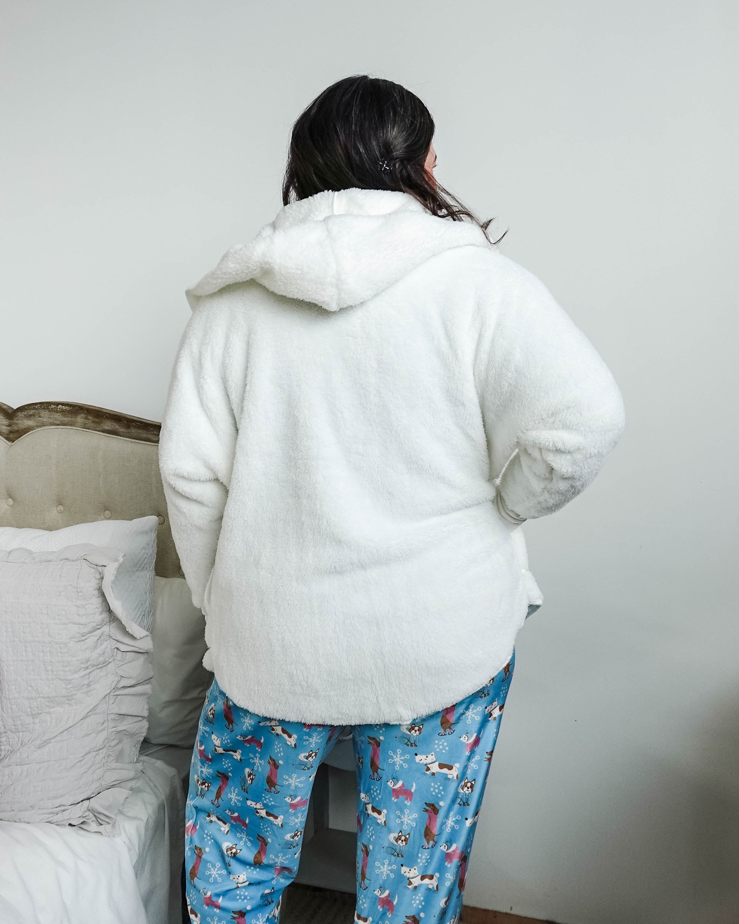 ivory white cozy cardi jan marie women's fluffy sweater coat with hood