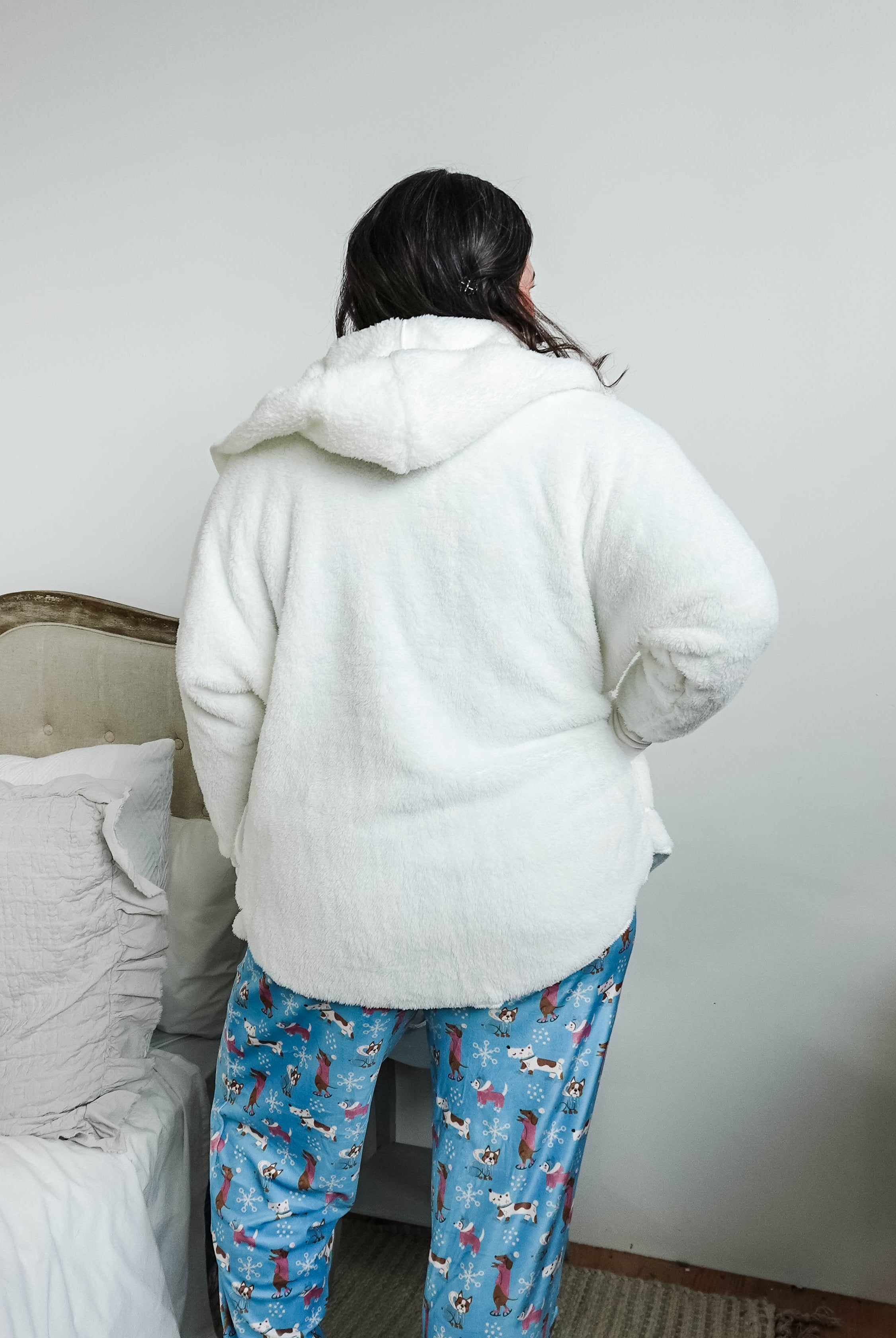 ivory white cozy cardi jan marie women's fluffy sweater coat with hood