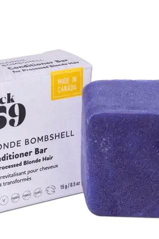 Jack59 Travel Buddies Conditioner Bar - Blonde Bombshell for processed blonde hair in eco-friendly packaging.