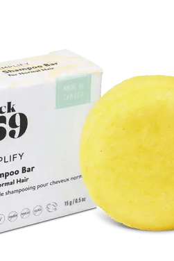 Jack59 Travel Buddies Shampoo Bar in bright yellow for normal hair, designed for travel convenience.