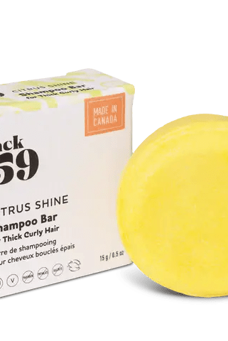 Jack59 Travel Buddies Shampoo Bar in Citrus Shine variant, designed for thick curly hair, made in Canada.