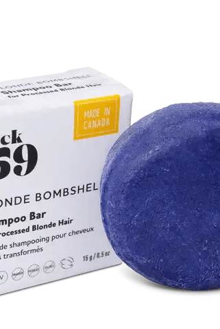 Jack59 Travel Buddies Shampoo Bar in blonde bombshell formula for processed blonde hair, eco-friendly packaging.