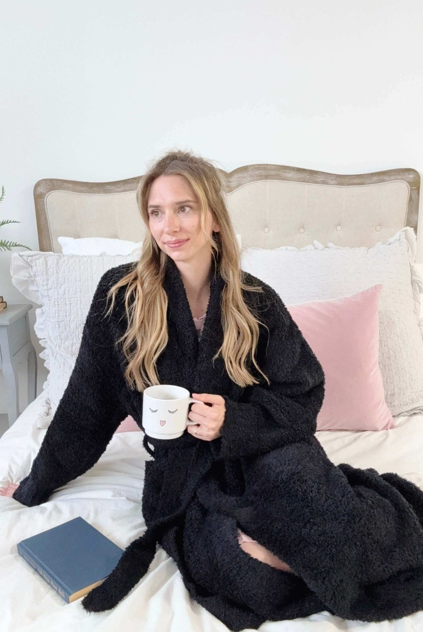 Black Chenille Cloud Spa Robe | Cozy Plush Lounge