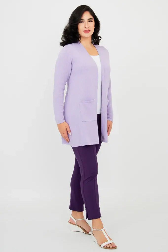 Justine Cotton Cardigan – Longline Open - Front Sweater with Pockets - Blue Sky Clothing Co - Cloud Nine Pajamas