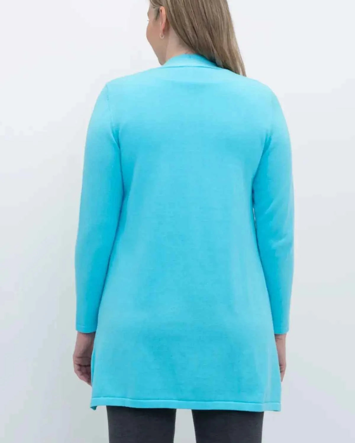 Justine Cotton Cardigan – Longline Open-Front Sweater with Pockets