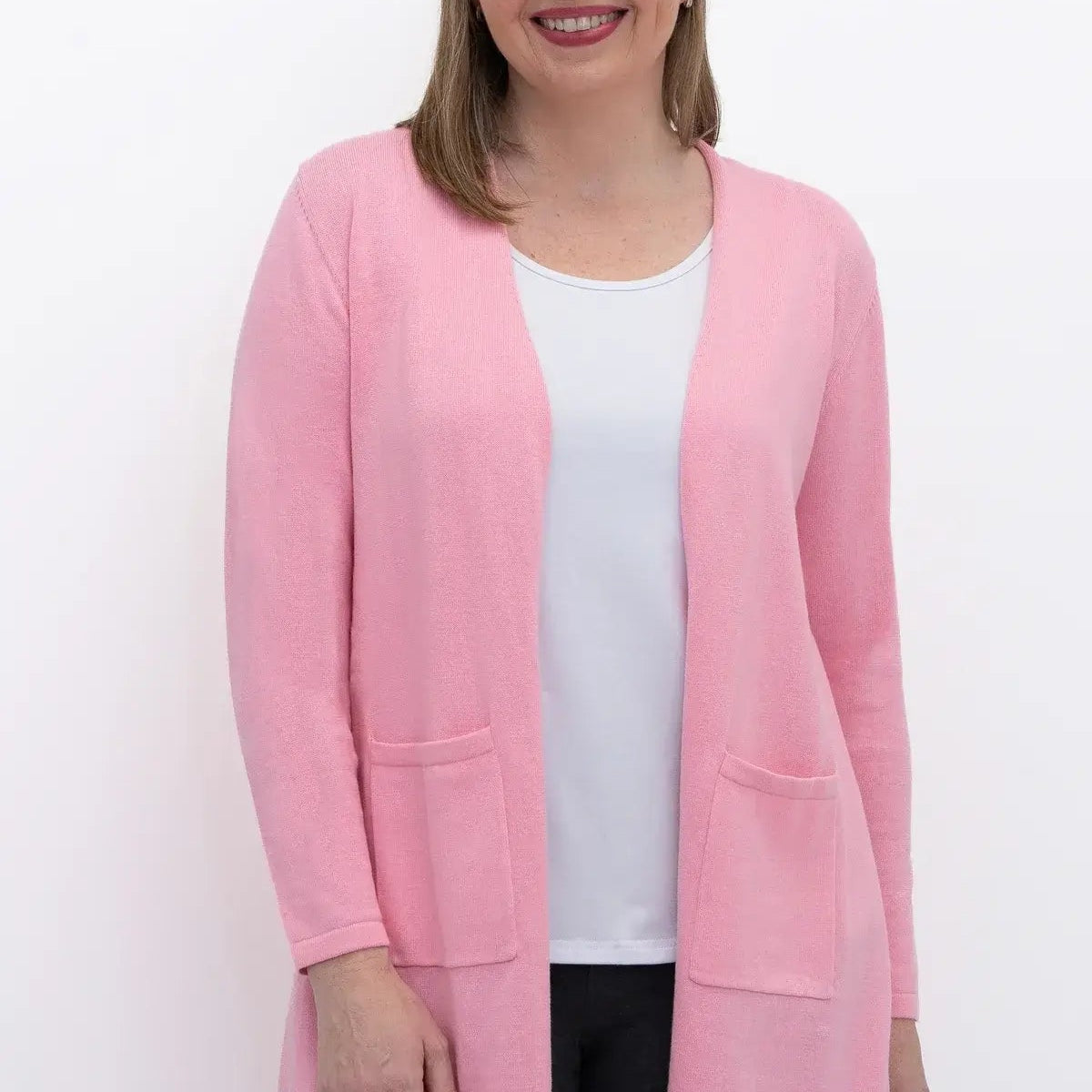 women's open front cotton cardigan with pockets classic elegant Blue Sky Clothing Co.