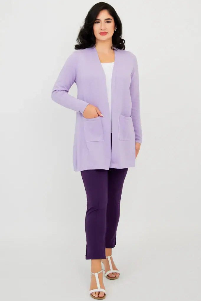 Justine Cotton Cardigan – Longline Open - Front Sweater with Pockets - Blue Sky Clothing Co - Cloud Nine Pajamas