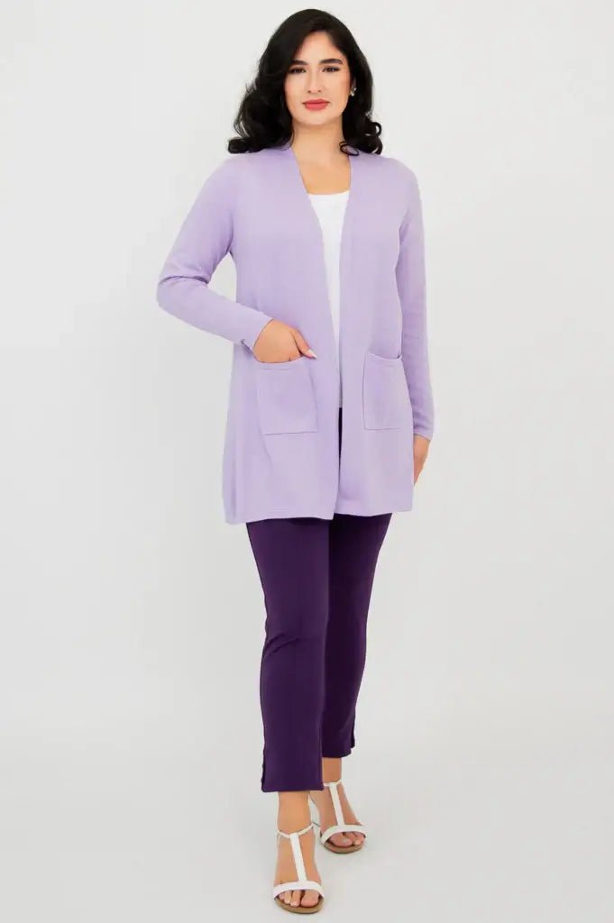 Justine Cotton Cardigan – Longline Open - Front Sweater with Pockets - Blue Sky Clothing Co - Cloud Nine Pajamas