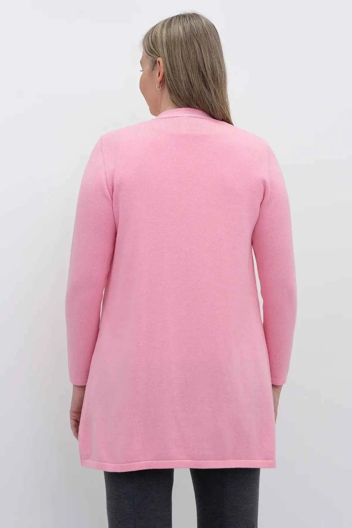 Justine Cotton Cardigan – Longline Open-Front Sweater with Pockets