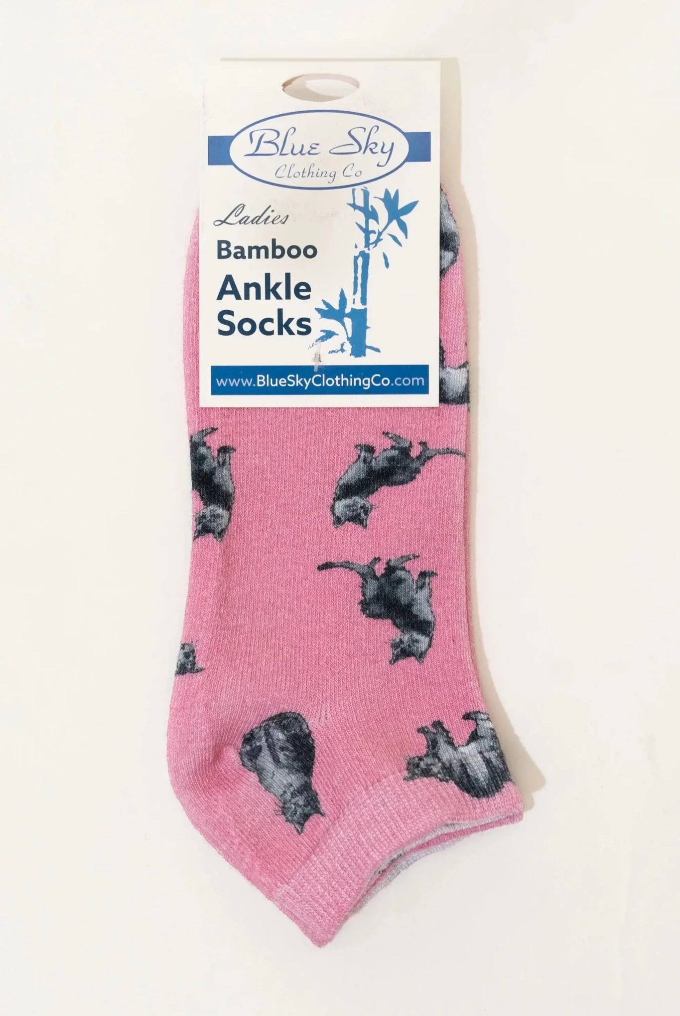 Ladies Bamboo Ankle Socks in pink with animal designs, perfect for comfort and moisture-wicking during active lifestyles.
