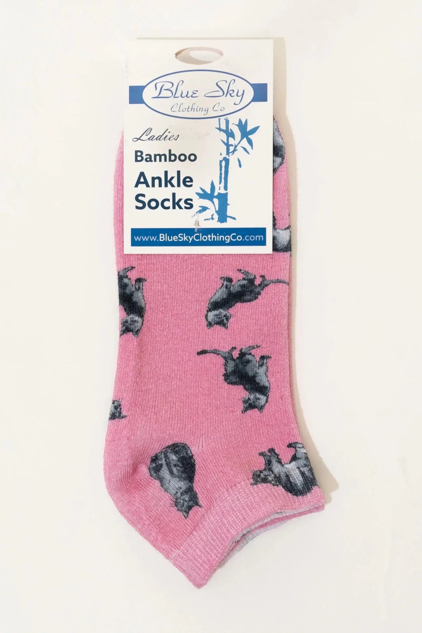 Ladies Bamboo Ankle Socks in pink with animal designs, perfect for comfort and moisture-wicking during active lifestyles.