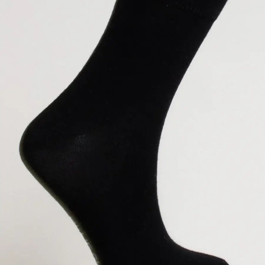 Ladies Bamboo Crew Dress Socks in black, designed for comfort, featuring moisture-wicking and antibacterial properties.