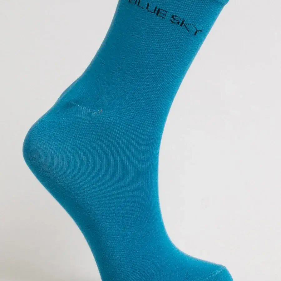 Ladies Bamboo Crew Dress Socks in teal by Blue Sky Clothing Co, showcasing a smooth design and comfortable fit.