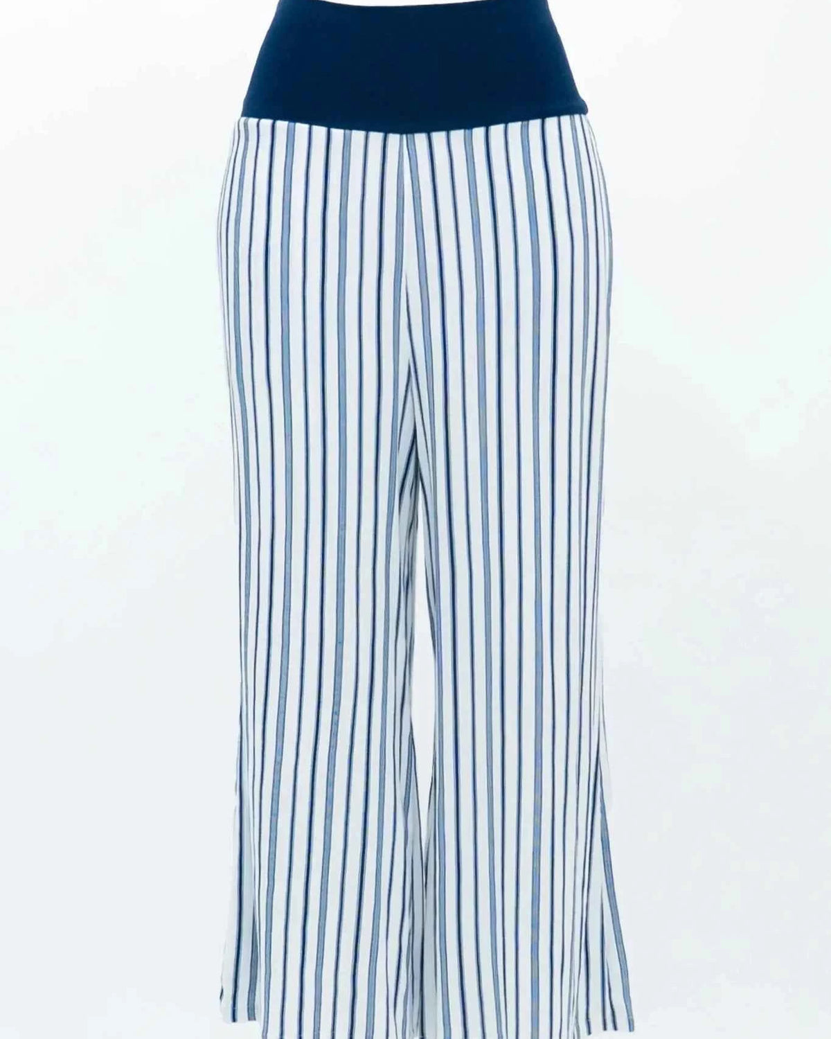 Landon Capri – Striped Linen-Bamboo Wide-Leg Cropped Pant