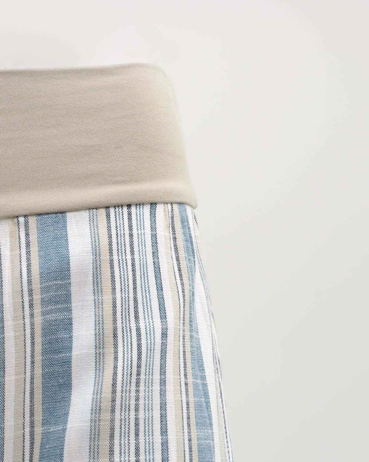 Landon Capri – Striped Linen-Bamboo Wide-Leg Cropped Pant