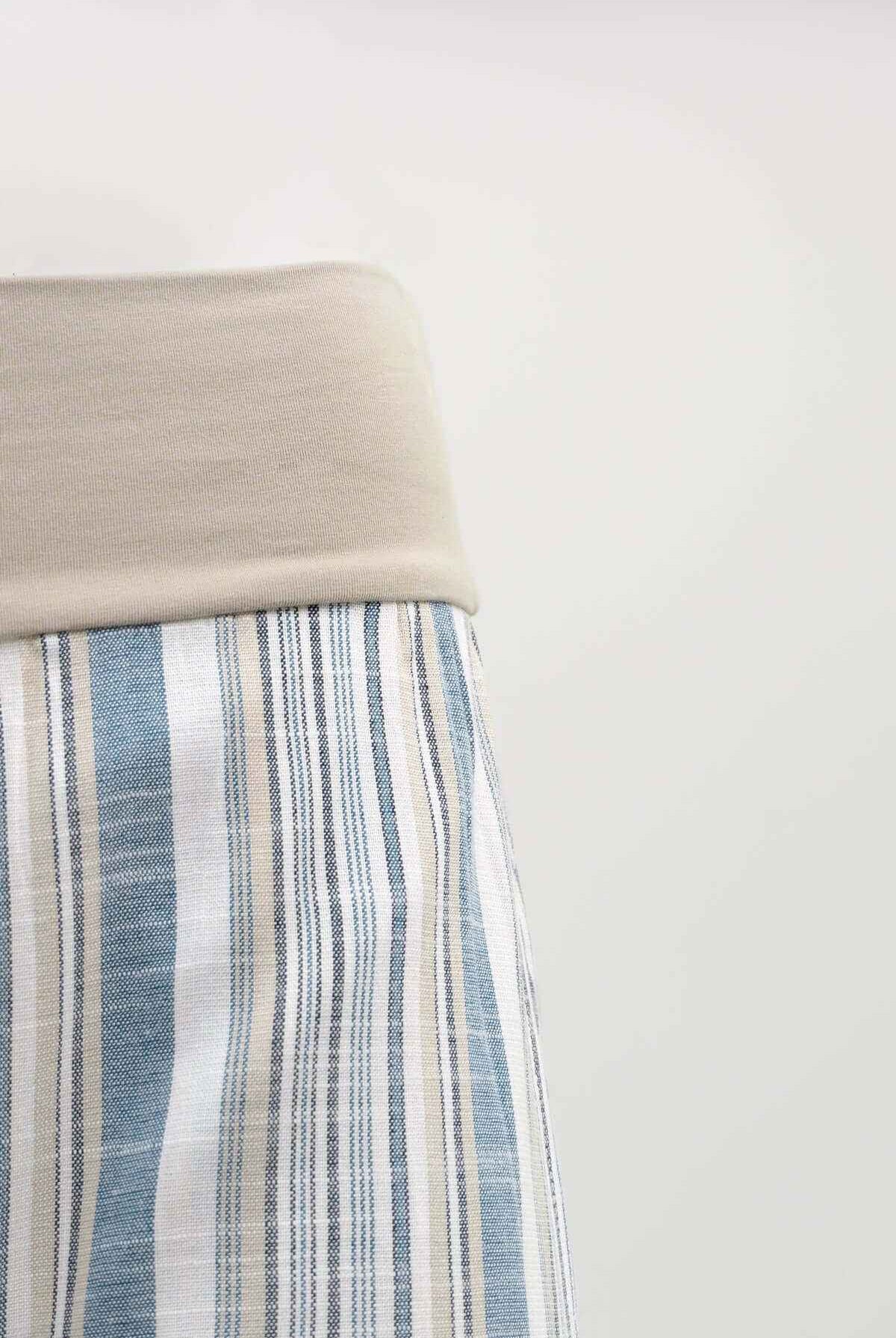 Landon Capri – Striped Linen-Bamboo Wide-Leg Cropped Pant