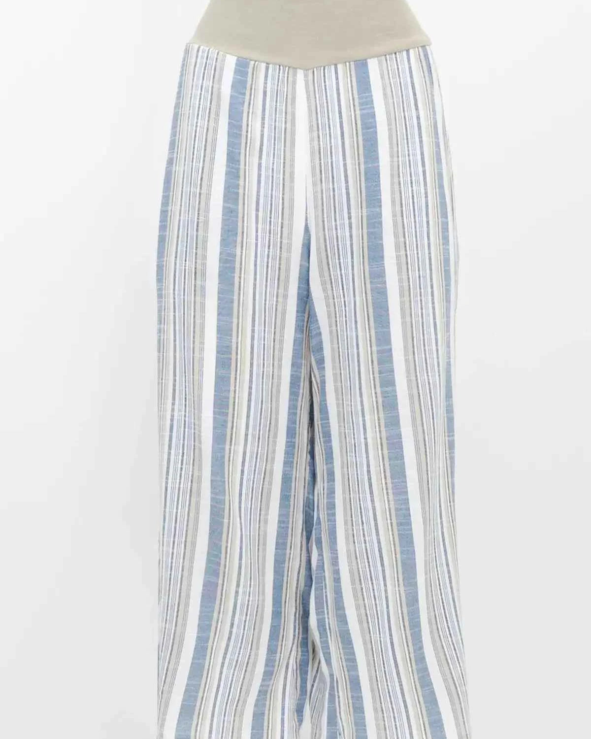 Landon Capri – Striped Linen-Bamboo Wide-Leg Cropped Pant