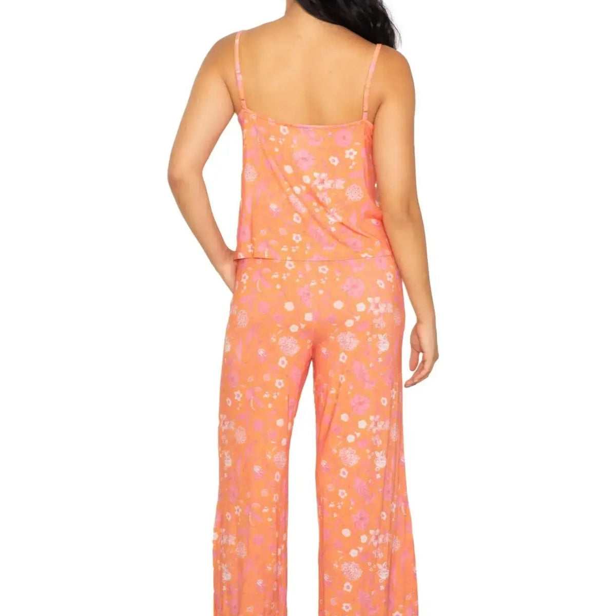 Cami & High Waist Capri PJ Set in floral design, shown from back, perfect for stylish lounging and comfort.