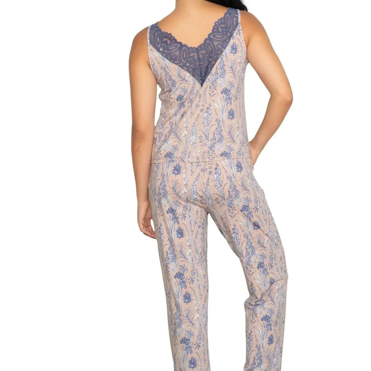 Latte Love - Lace Tank & Pant Set | Multiple Prints, showcasing the back view of the elegant pajama set.