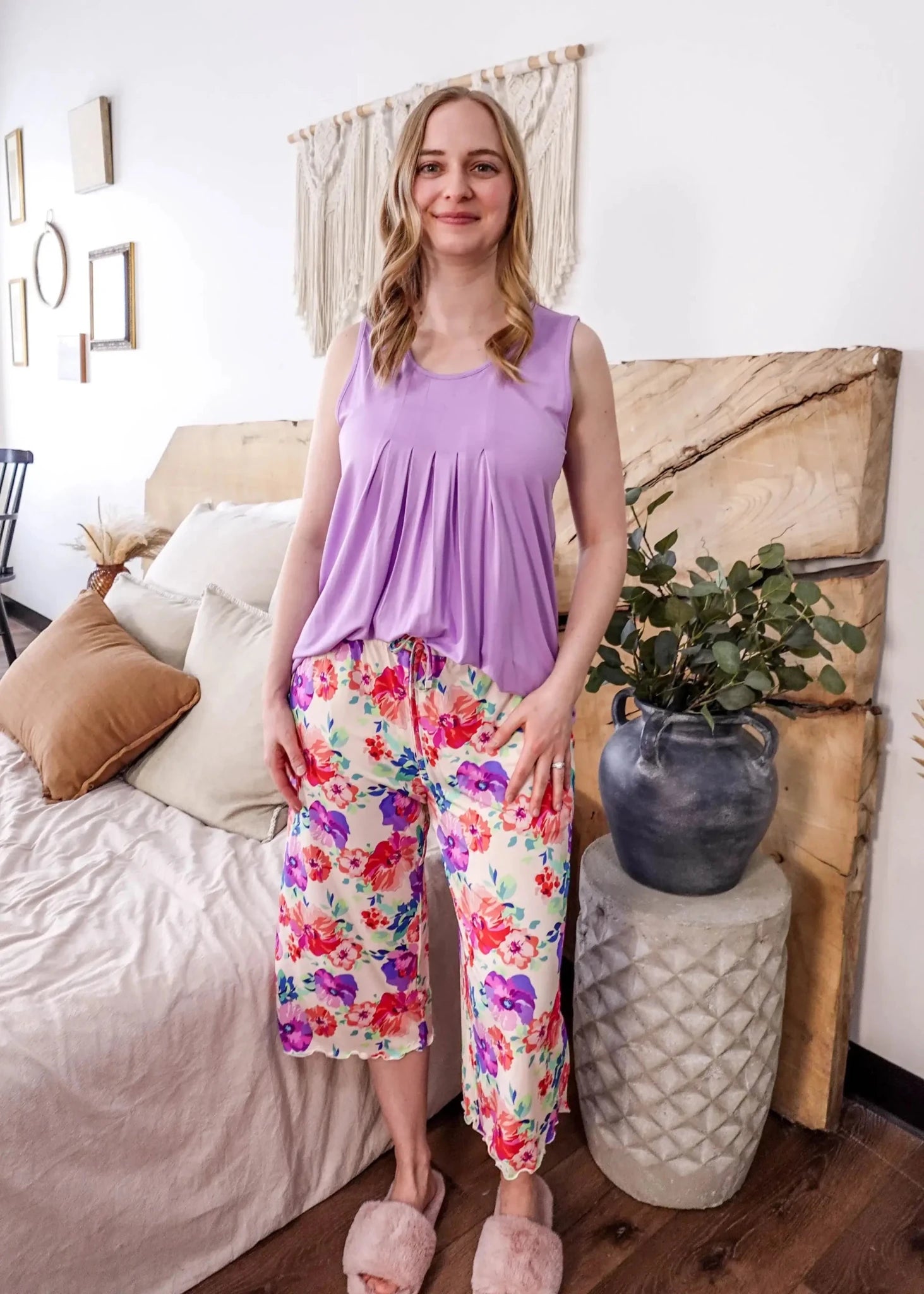 Tank Top/Flutter Capri PJ Set Bamboo | Lilac/ Blooming Love
