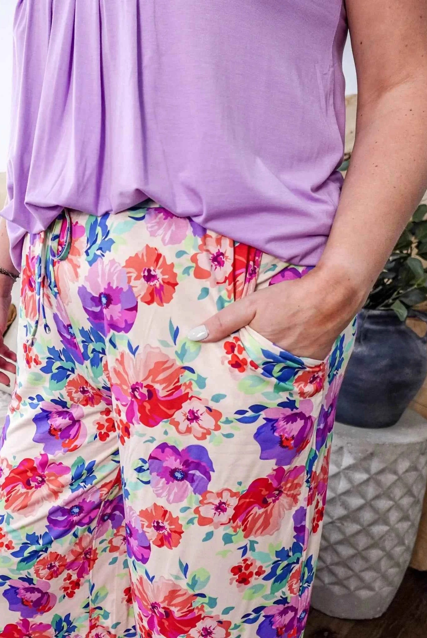 Georgia Rylan Women's Bamboo Flutter Sleeve and Capri Pant Pajama Set in Lilac Blooming Love