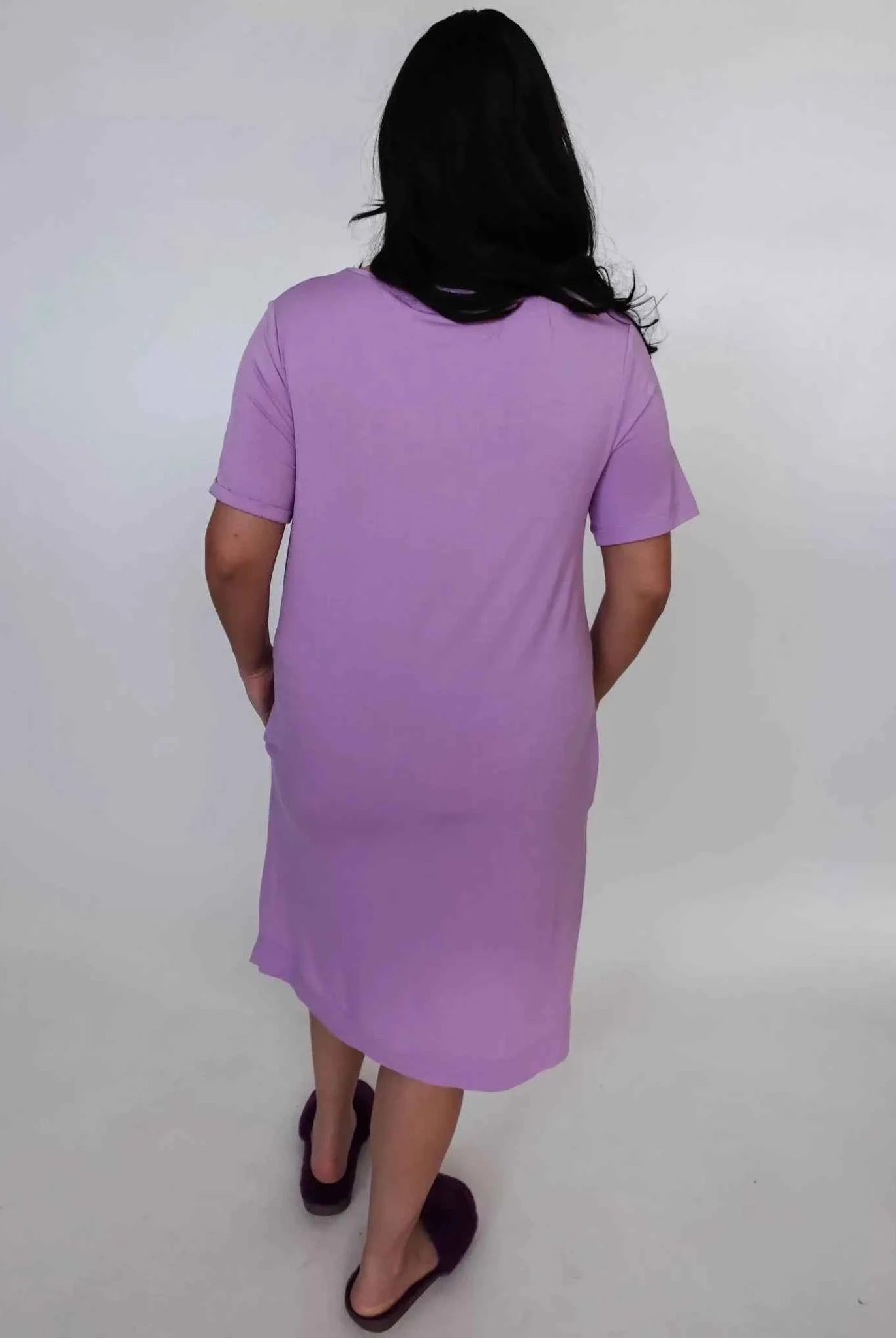 Georgia Rylan Women's Bamboo V-Neck Nightshirt with Pockets in Lilac