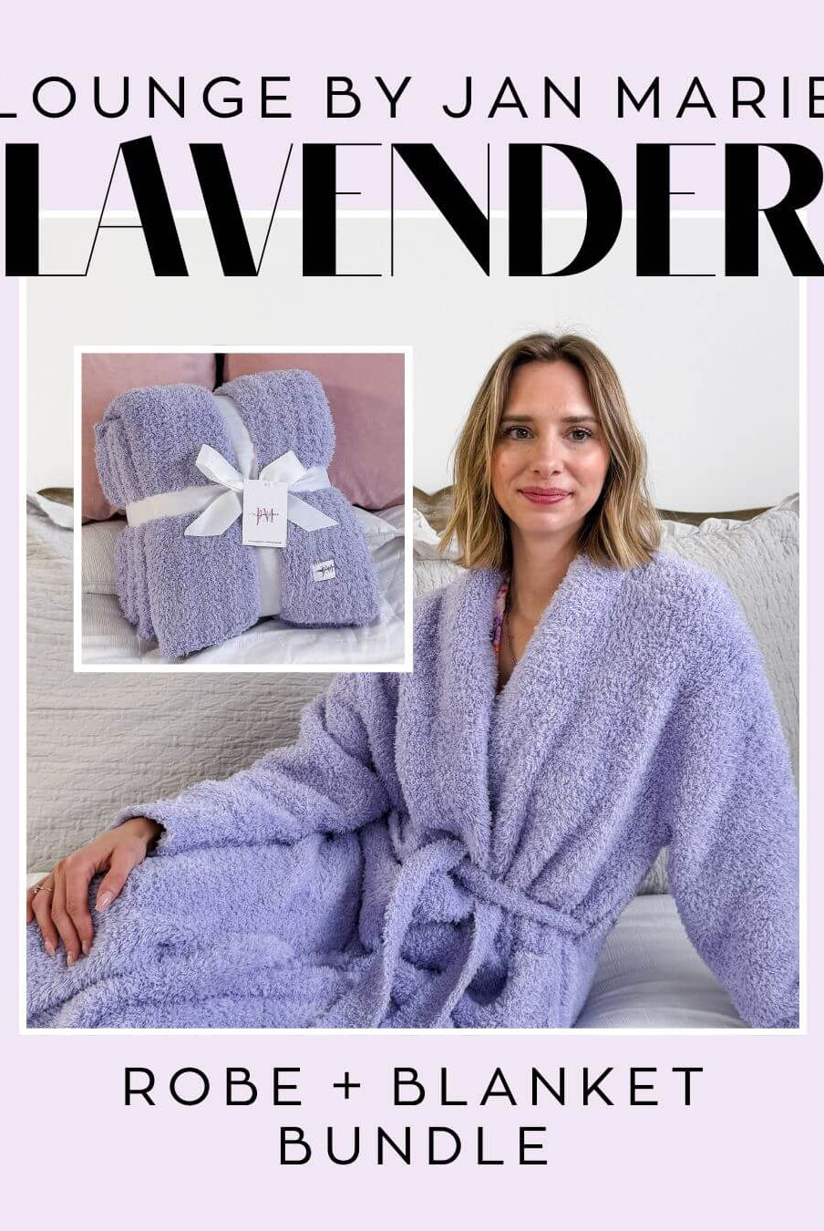 Lounge by Jan Marie Lavender Luxe Bundle â Plush Chenille Robe & Oversized Knit Blanket Gift Set - Lounge By Jan Marie - Cloud Nine Pajamas