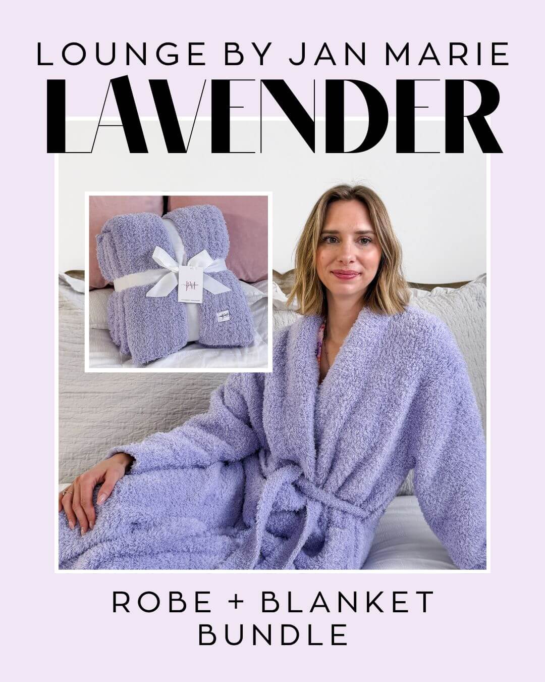 Lounge by Jan Marie Lavender Luxe Bundle – Plush Chenille Robe & Oversized Knit Blanket Gift Set - Lounge By Jan Marie - Cloud Nine Pajamas