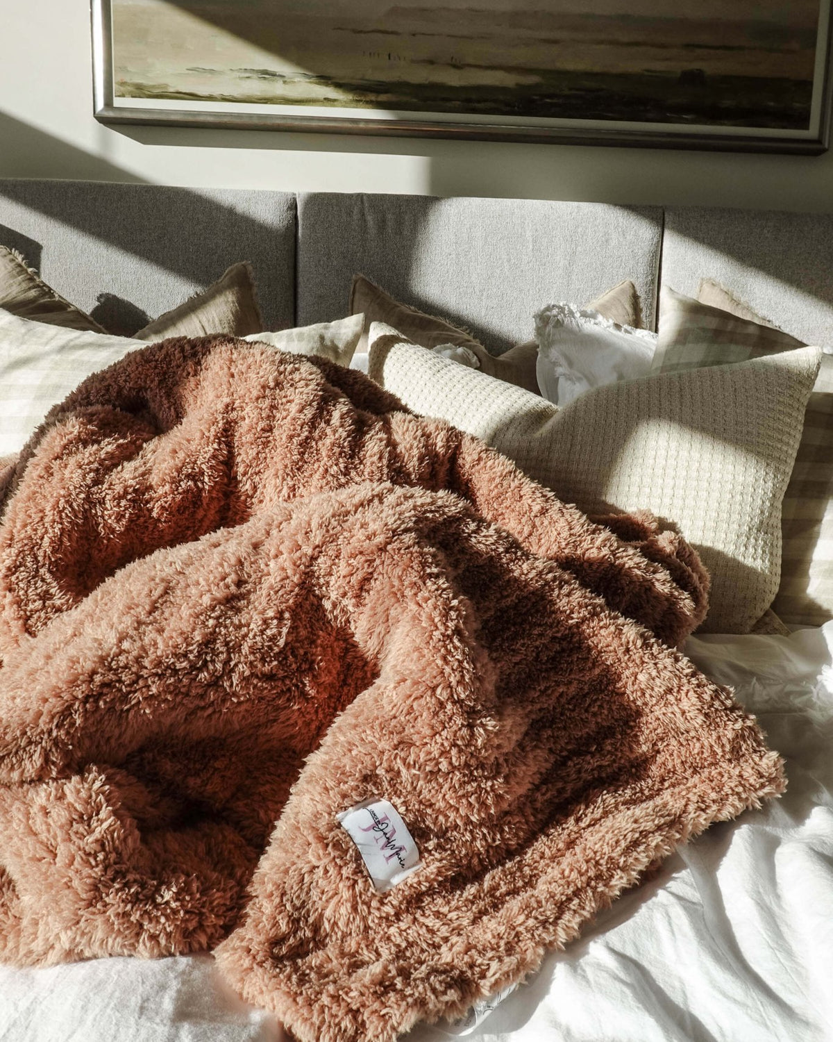 Mocha Brown Cozy Cabin Blanket super soft oversized throw blanket in polyester blend. Washable.
