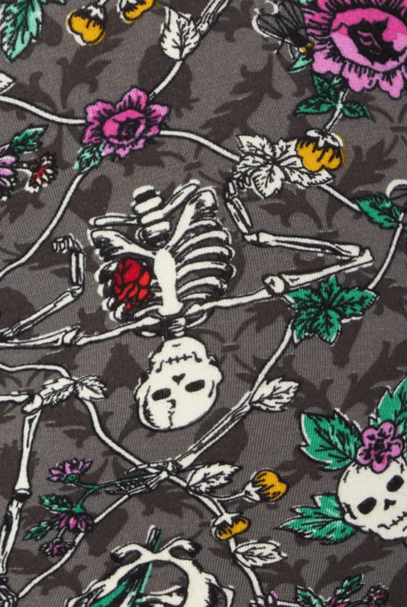 SAXX Vibe Xtra Soft Boxer Brief Lovely Bones skeleton print detail closeup — Cloud Nine Pajamas