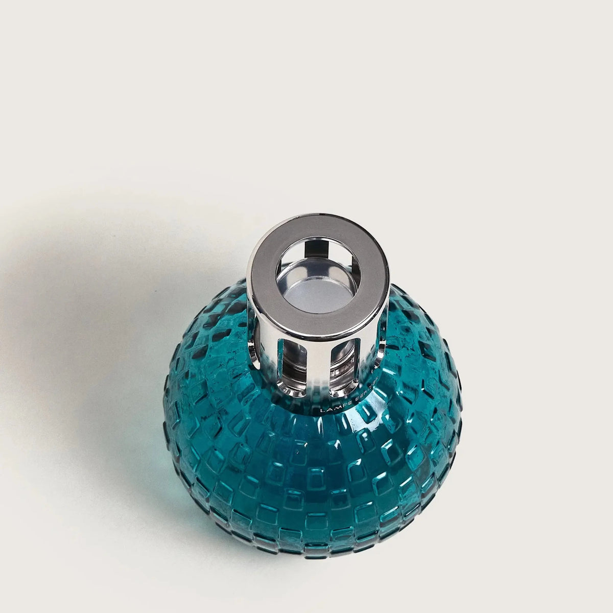 Maison Berger Disco Lamp Teal Green top view faceted ribbed glass — Cloud Nine Pajamas Edmonton