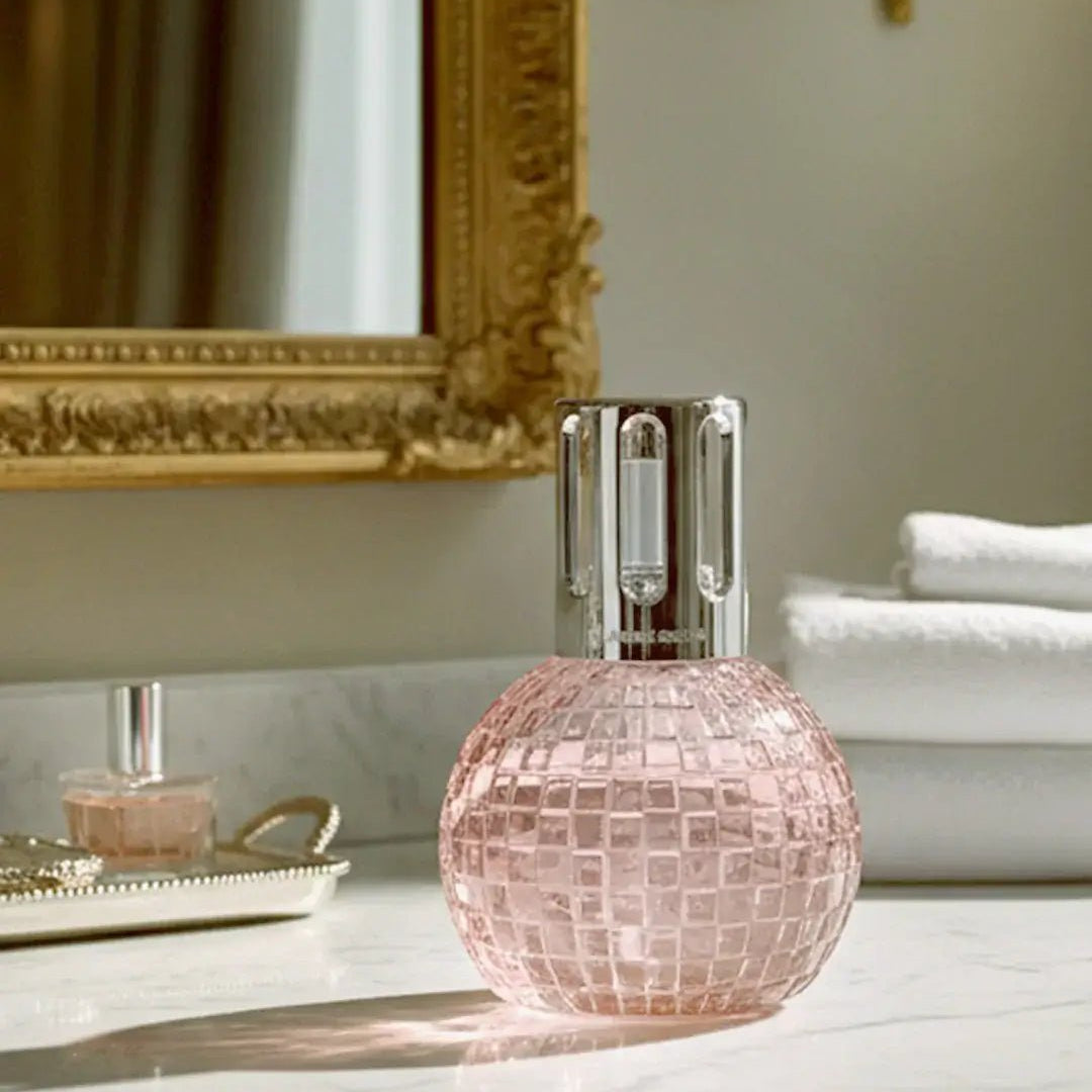 Maison Berger Disco Lamp Blush Pink lifestyle product shot — Cloud Nine Pajamas Edmonton
