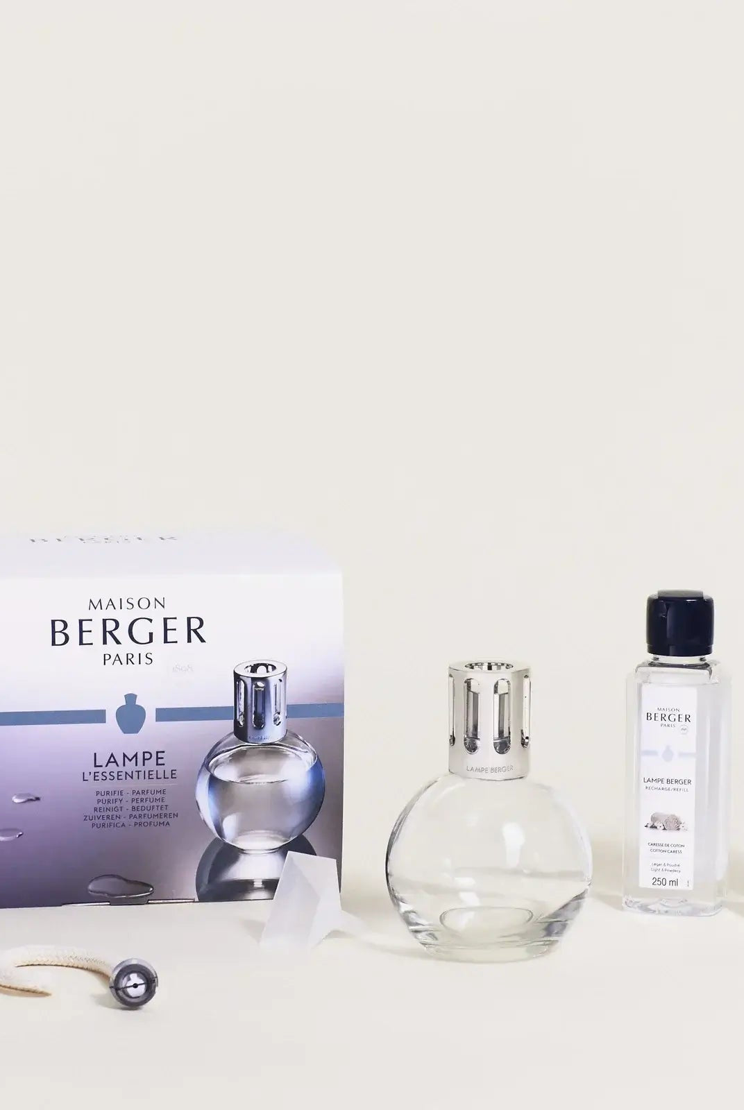 Maison Berger Paris Fragrance Lamp Starter Kit – Round Glass with lamp and fragrance bottles