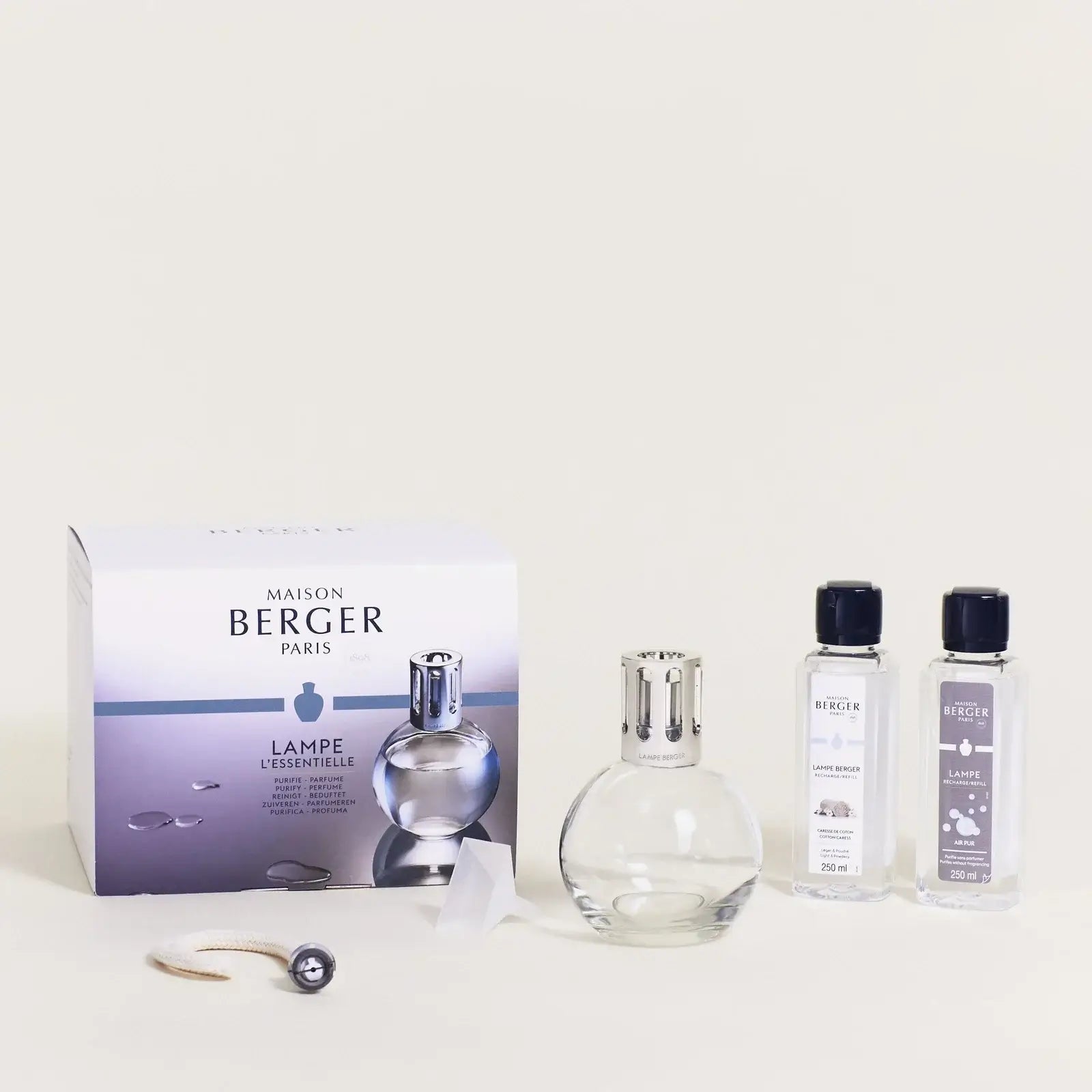 Maison Berger Paris Fragrance Lamp Starter Kit – Round Glass with lamp and fragrance bottles