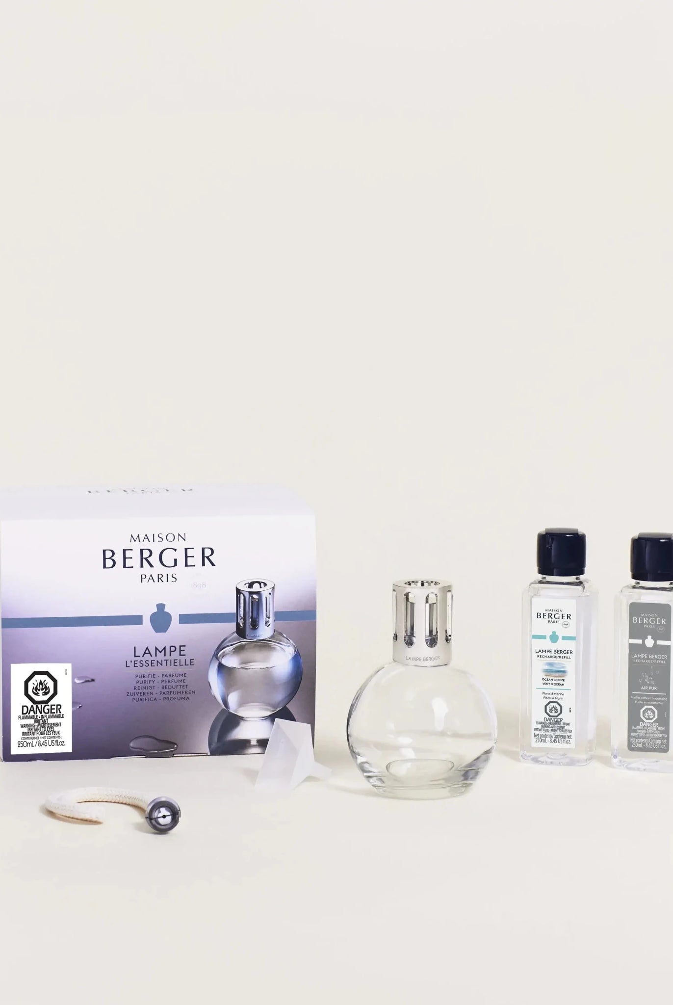 Maison Berger Paris Fragrance Lamp Starter Kit – Round Glass with lamp and fragrance bottles