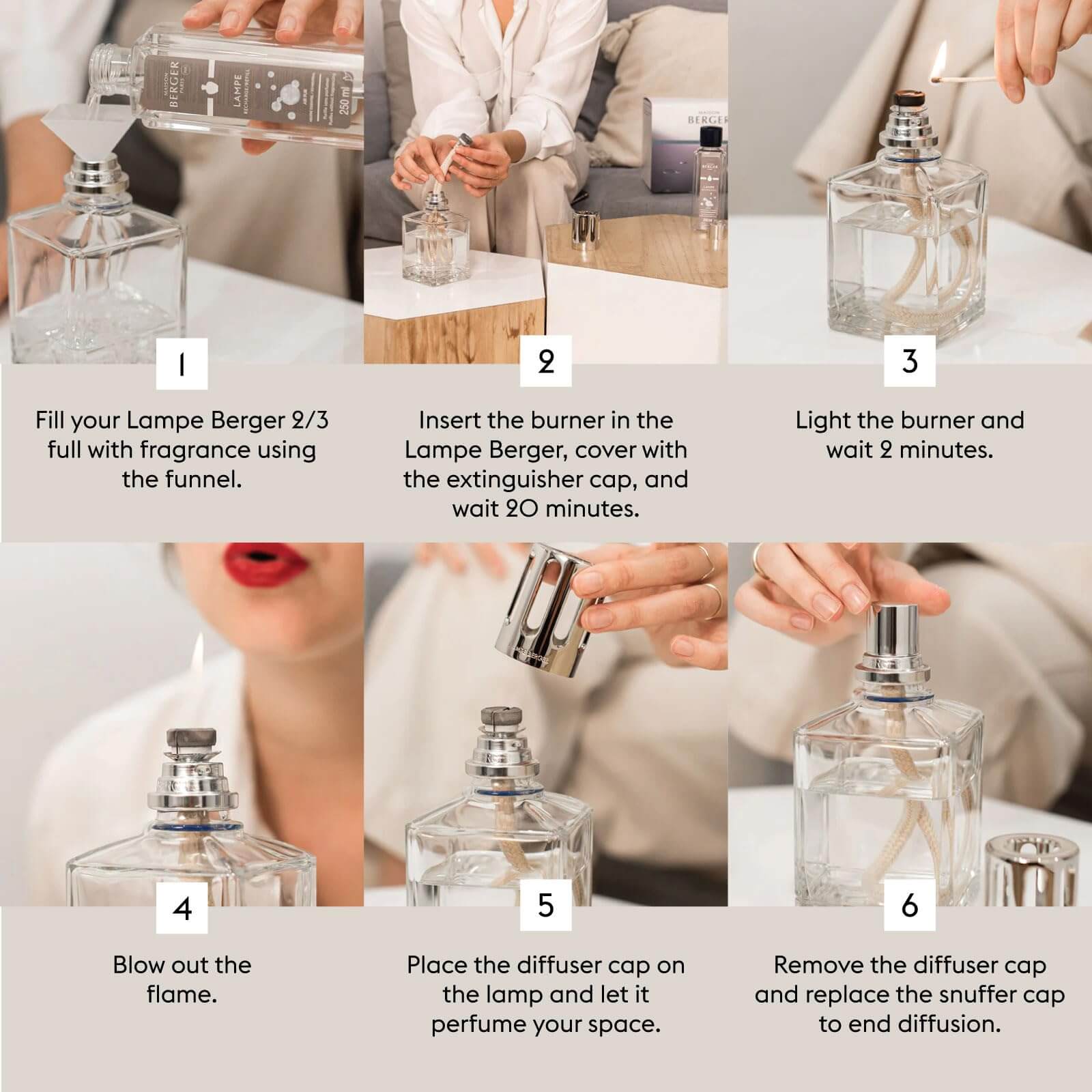 Maison Berger Paris Fragrance Lamp Starter Kit – Square Glass Lamp with Oil