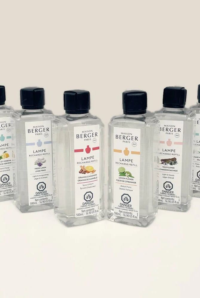 group of maison berger paris fragrance refill bottles in 500ml against a white background