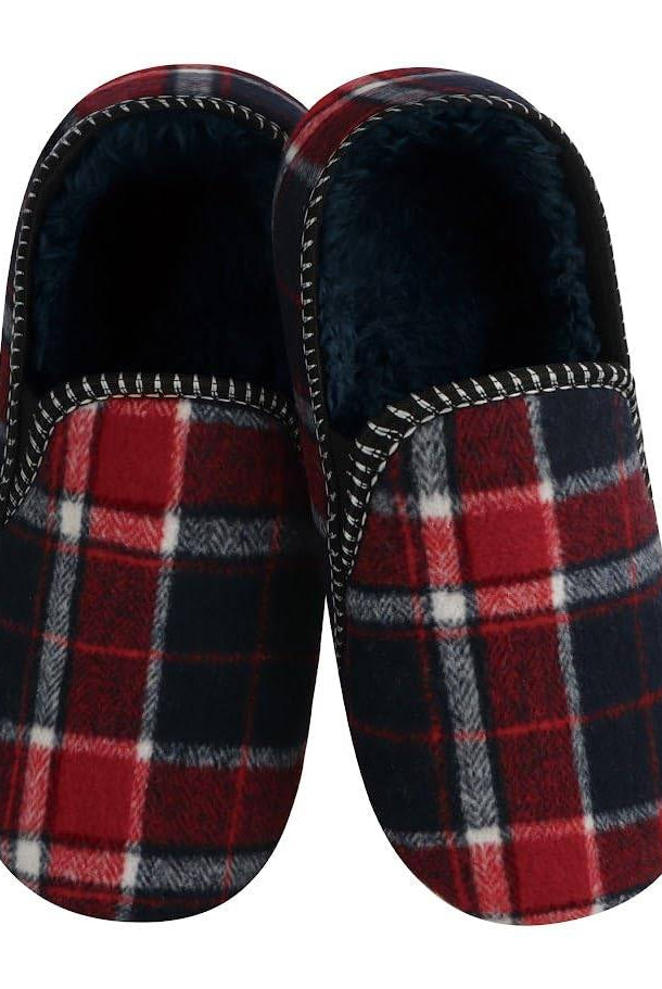 Mens Alpine Plaid Slipper Snoozies Red
