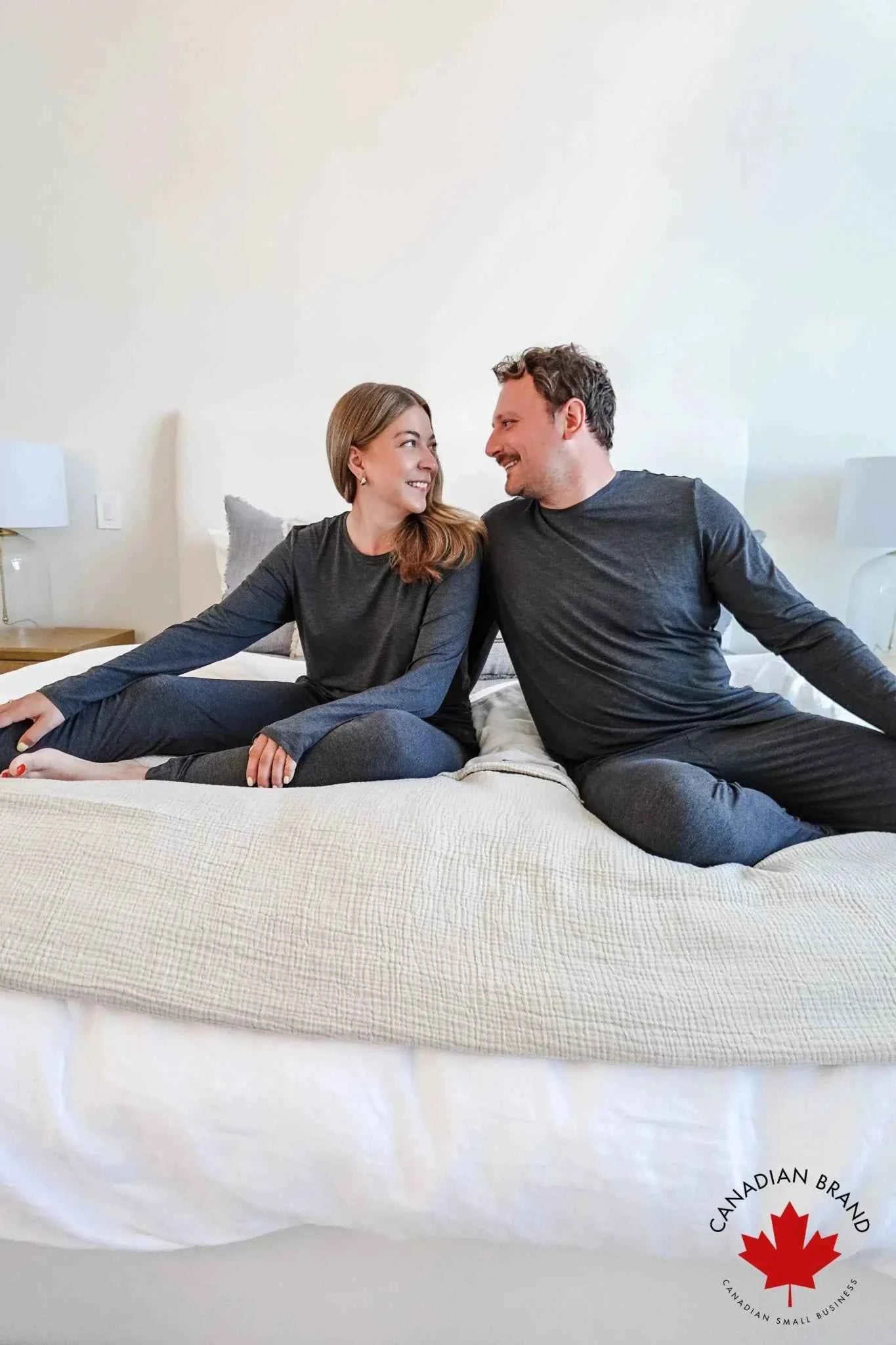 Bob's Sleepwear Co. Men's Bamboo Cooling Long Sleeve Sleep Tee in Charcoal Gray