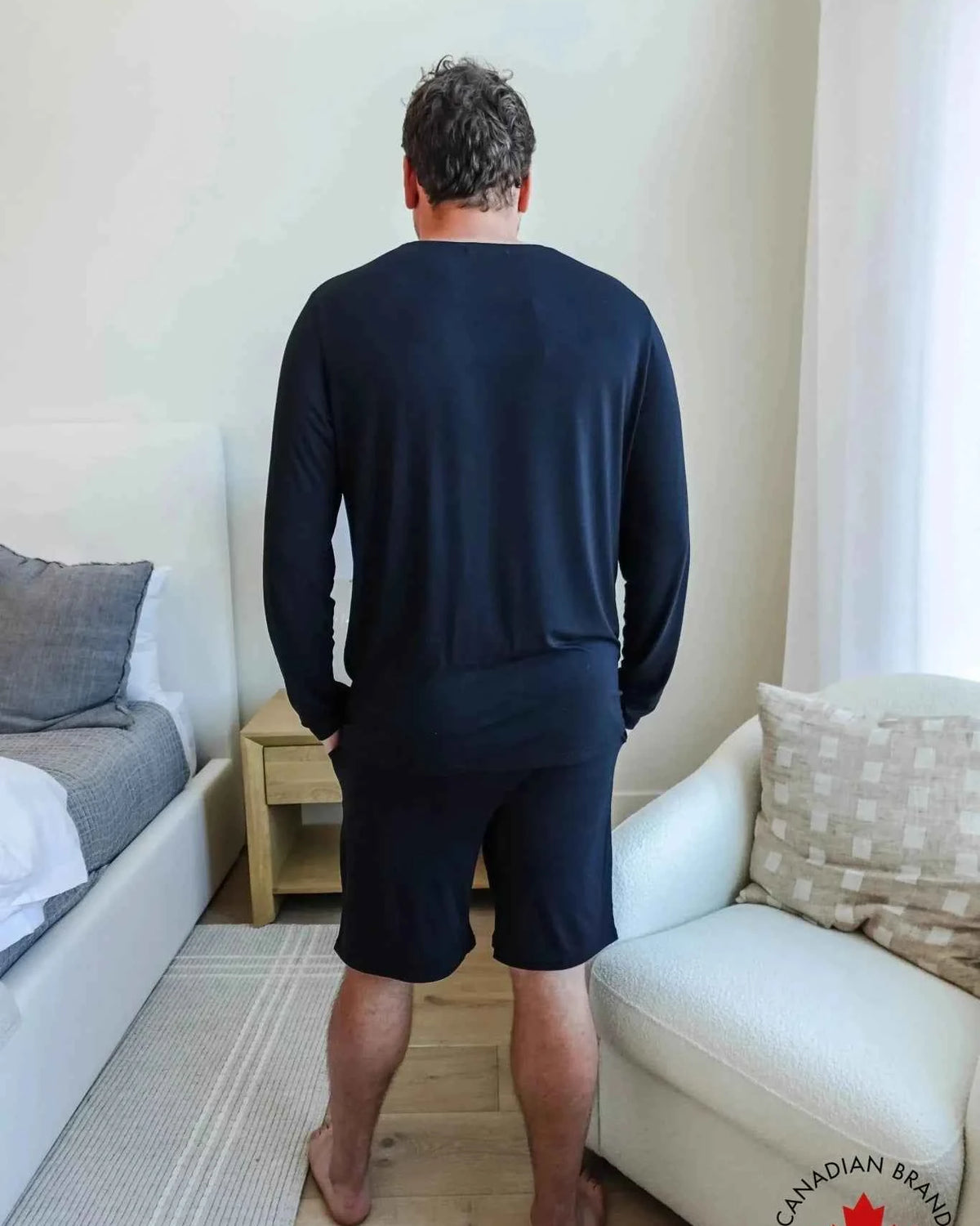 Bob's Sleepwear Co. Men's Bamboo Cooling Long Sleeve Sleep Tee in Black