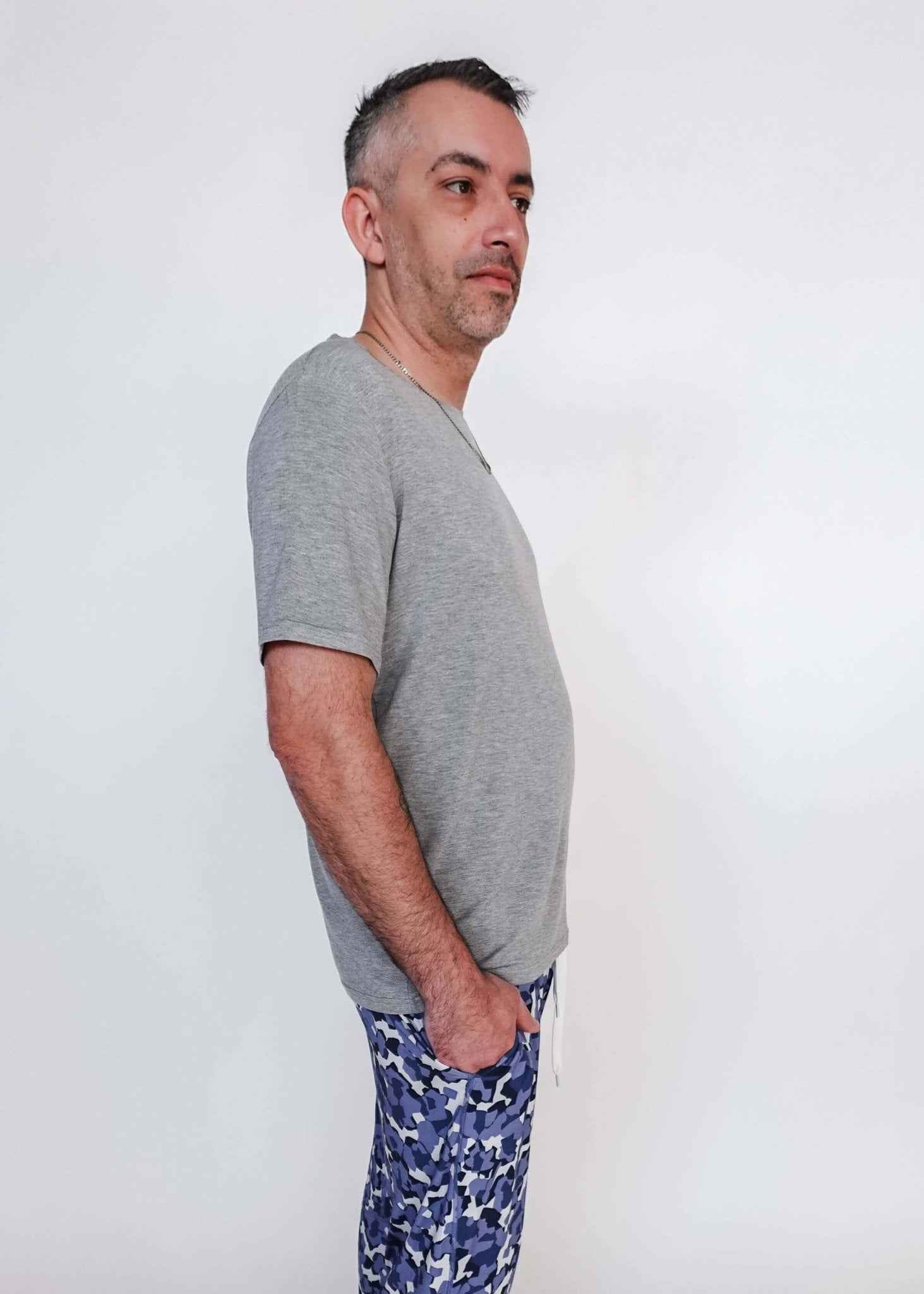 Bob's Sleepwear Co. Men's Bamboo Moisture-Wicking Short Sleeve Sleep Tee in Heather Gray