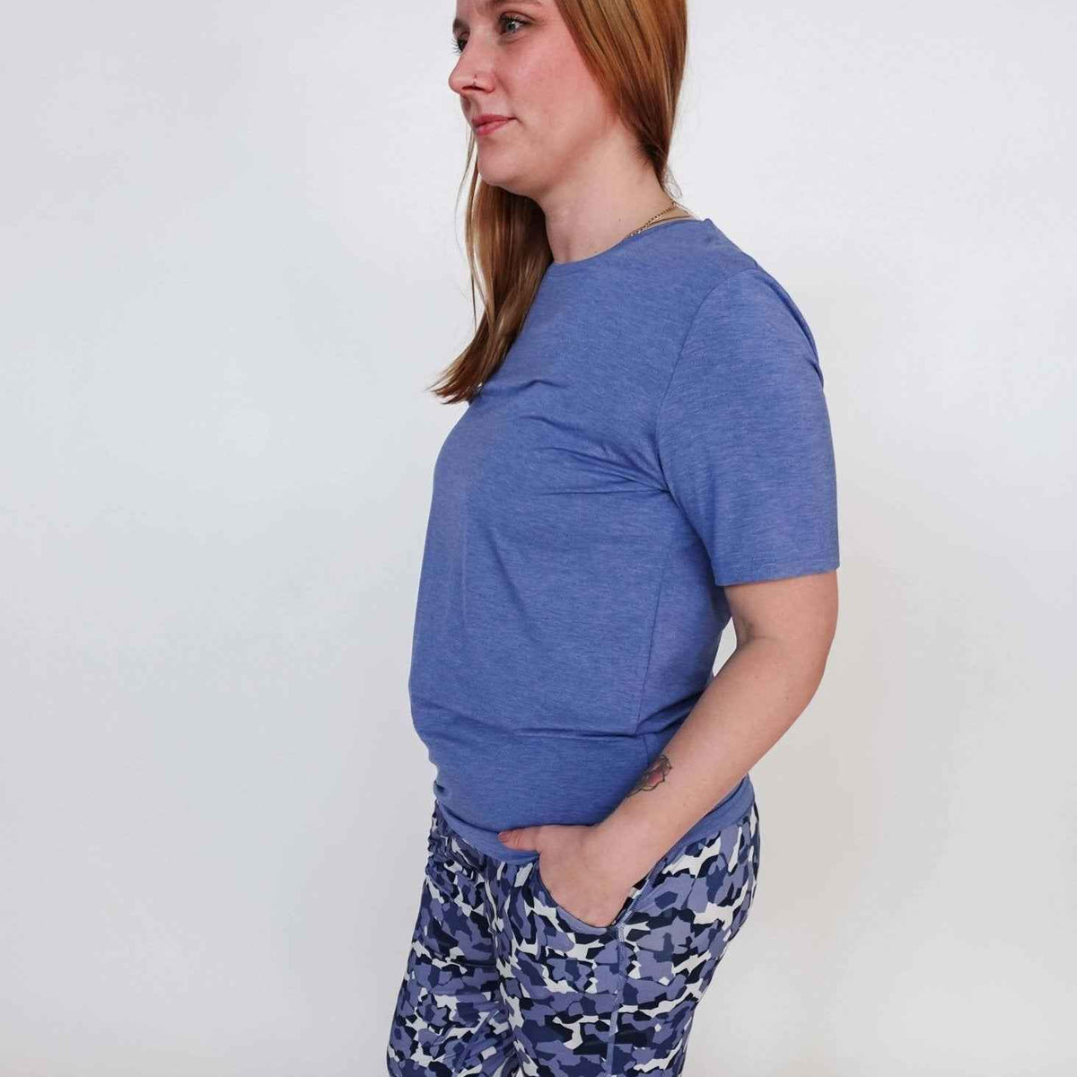 Bob's Sleepwear Co. Men's Bamboo Moisture-Wicking Short Sleeve Sleep Tee in Heather Blue
