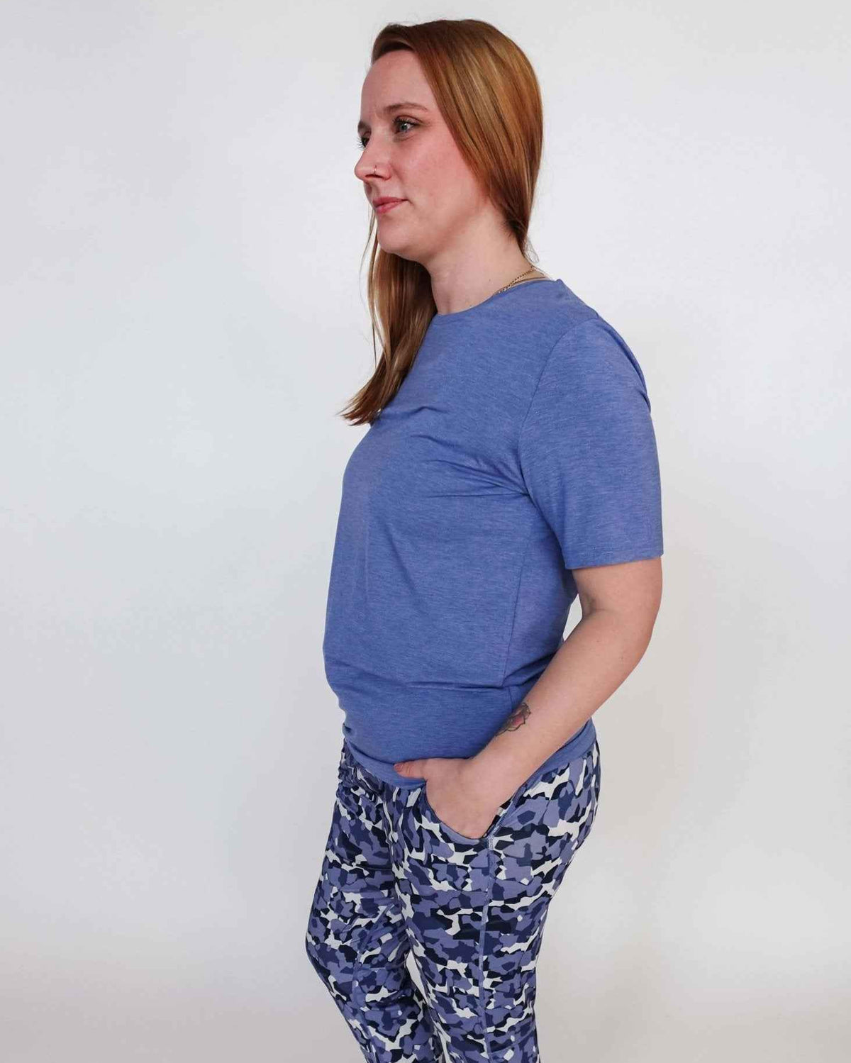 Bob's Sleepwear Co. Men's Bamboo Moisture-Wicking Short Sleeve Sleep Tee in Heather Blue
