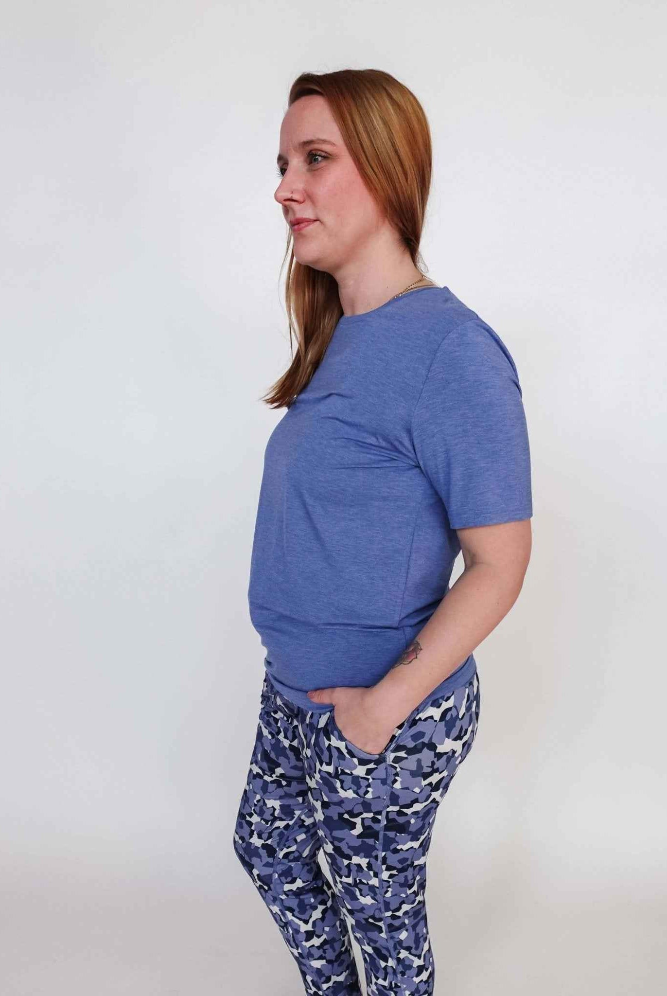 Bob's Sleepwear Co. Men's Bamboo Moisture-Wicking Short Sleeve Sleep Tee in Heather Blue