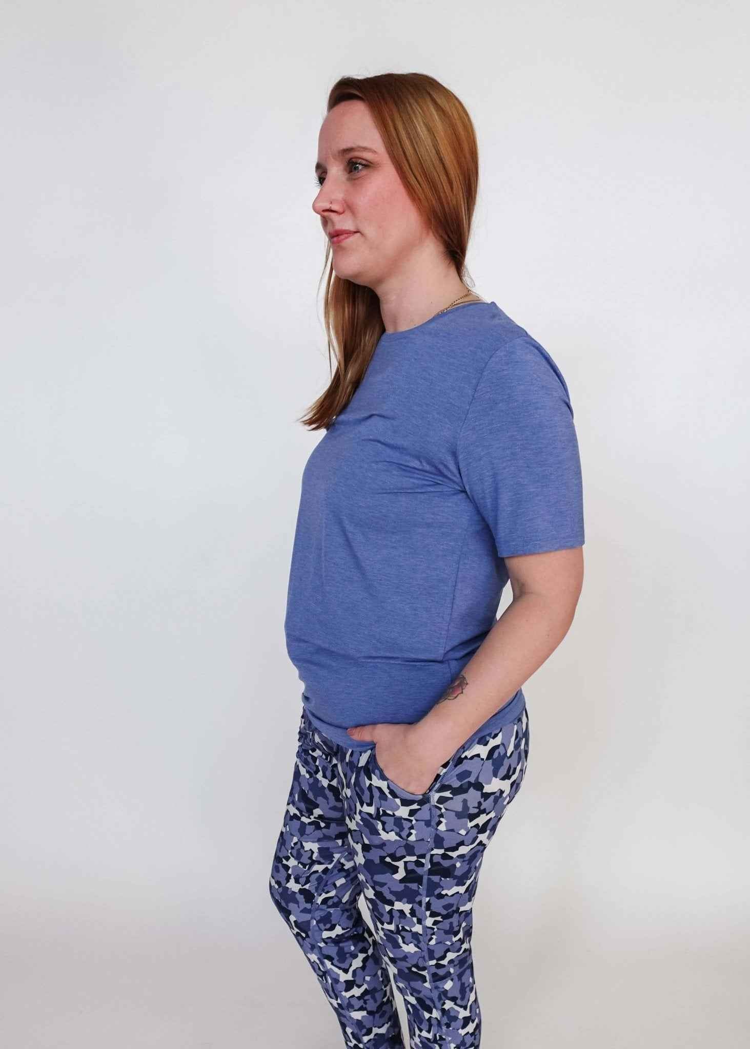 Bob's Sleepwear Co. Men's Bamboo Moisture-Wicking Short Sleeve Sleep Tee in Heather Blue