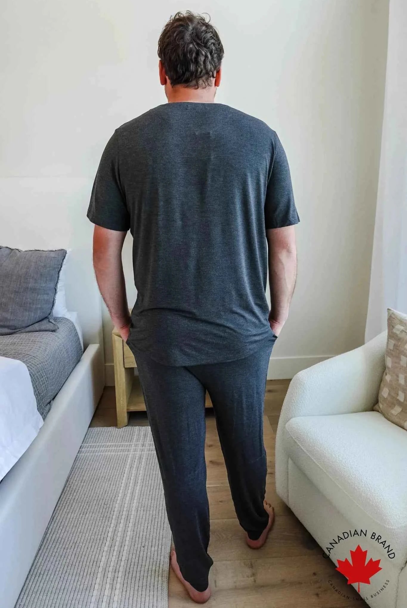Bob's Sleepwear Co. Men's Bamboo Moisture-Wicking Short Sleeve Sleep Tee in Charcoal Gray