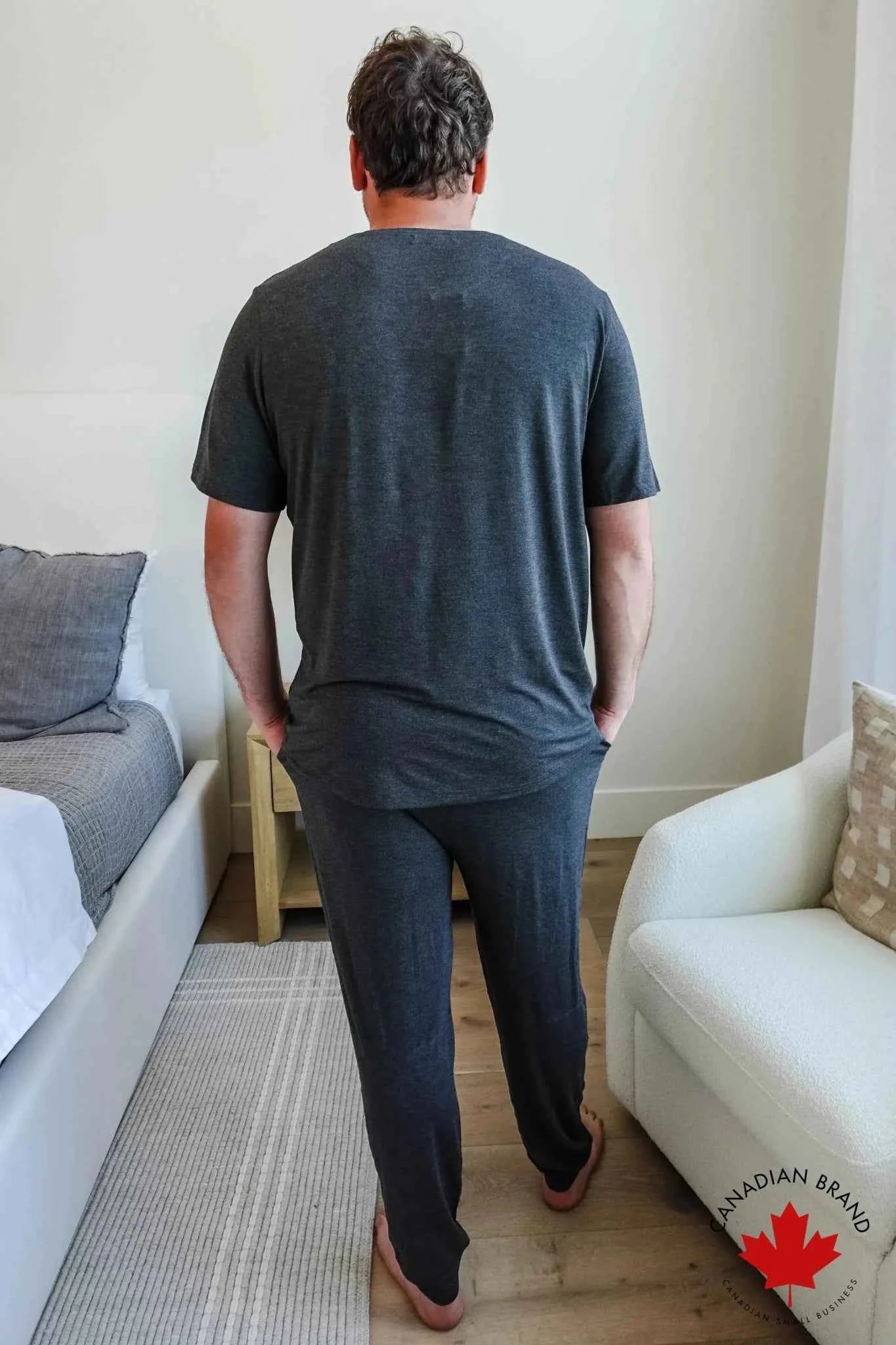Bob's Sleepwear Co. Men's Bamboo Moisture-Wicking Short Sleeve Sleep Tee in Charcoal Gray