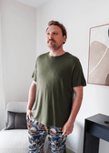 Men's Bamboo Cooling Short Sleeve Sleep Tee Olive Green